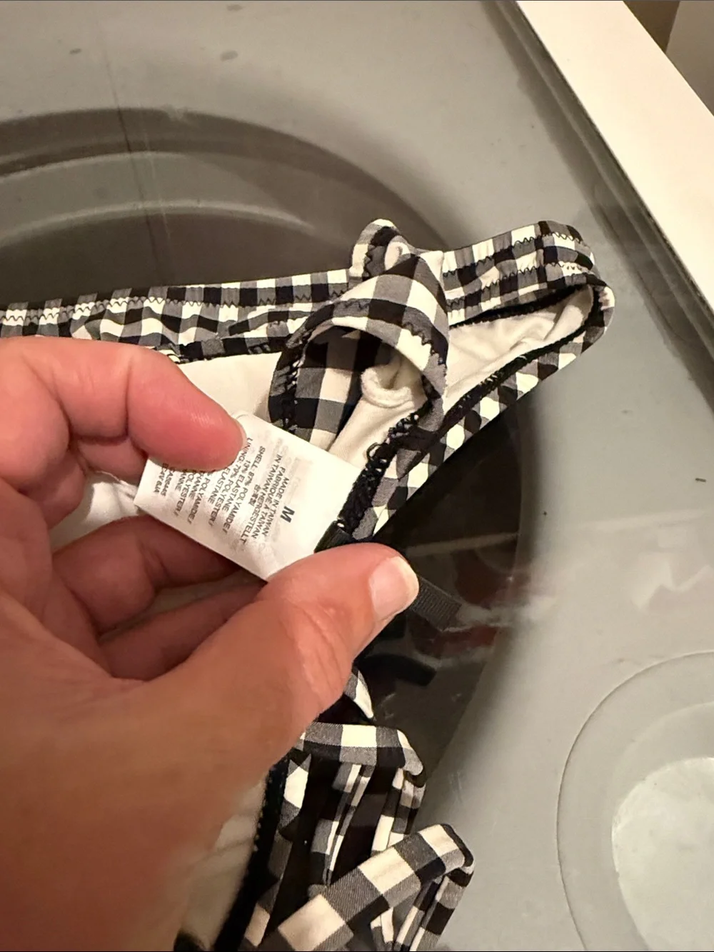 J Crew black  and White Gingham Bikini Set small bottom medium top